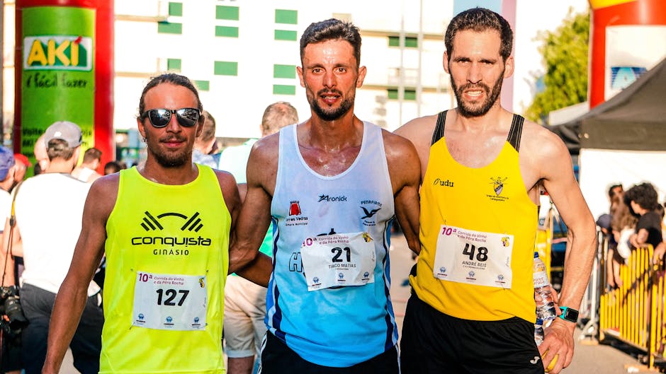 Group of competitive professional runners